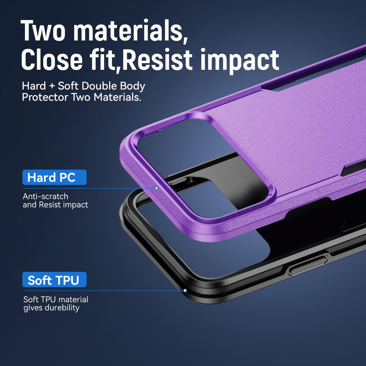 For iPhone 18 Pro Pioneer Armor Heavy Duty PC + TPU Phone Case - Purple+Black - EDA006984210I