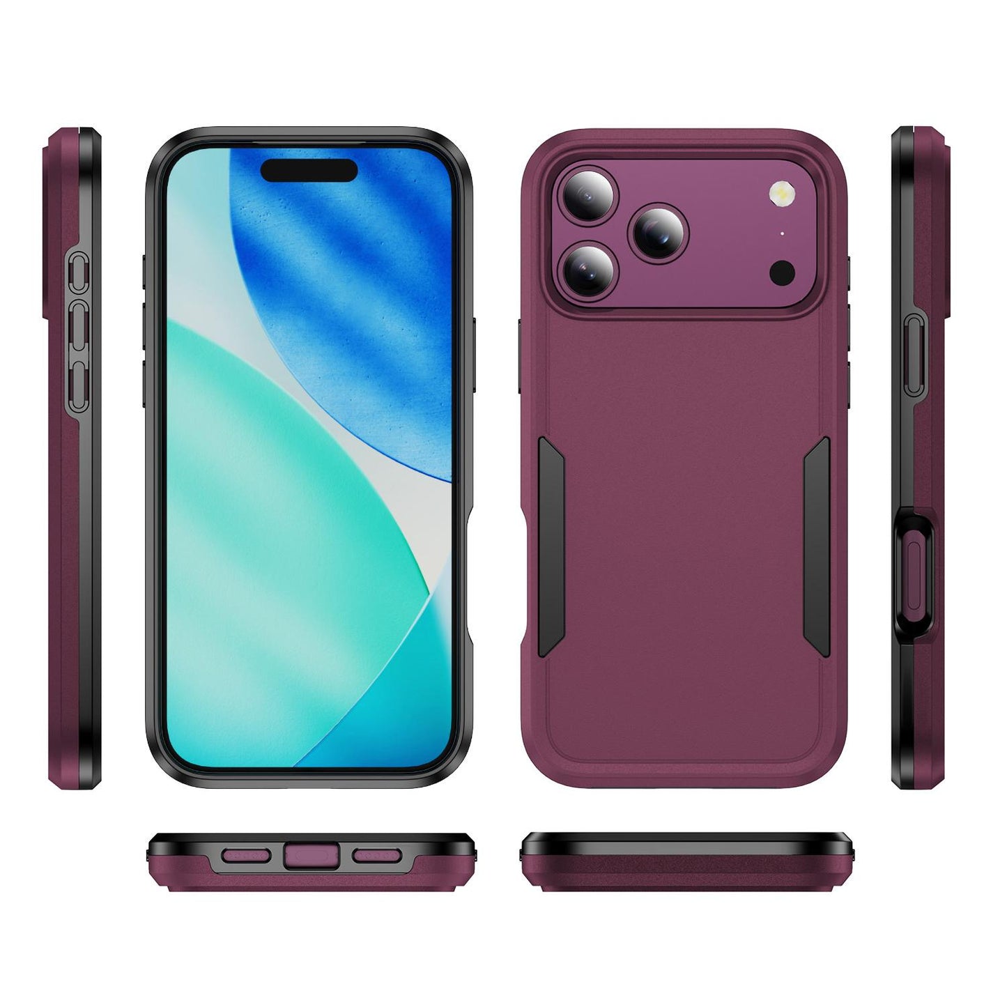 For iPhone 18 Pro Pioneer Armor Heavy Duty PC + TPU Phone Case(Cherry Red+Black)