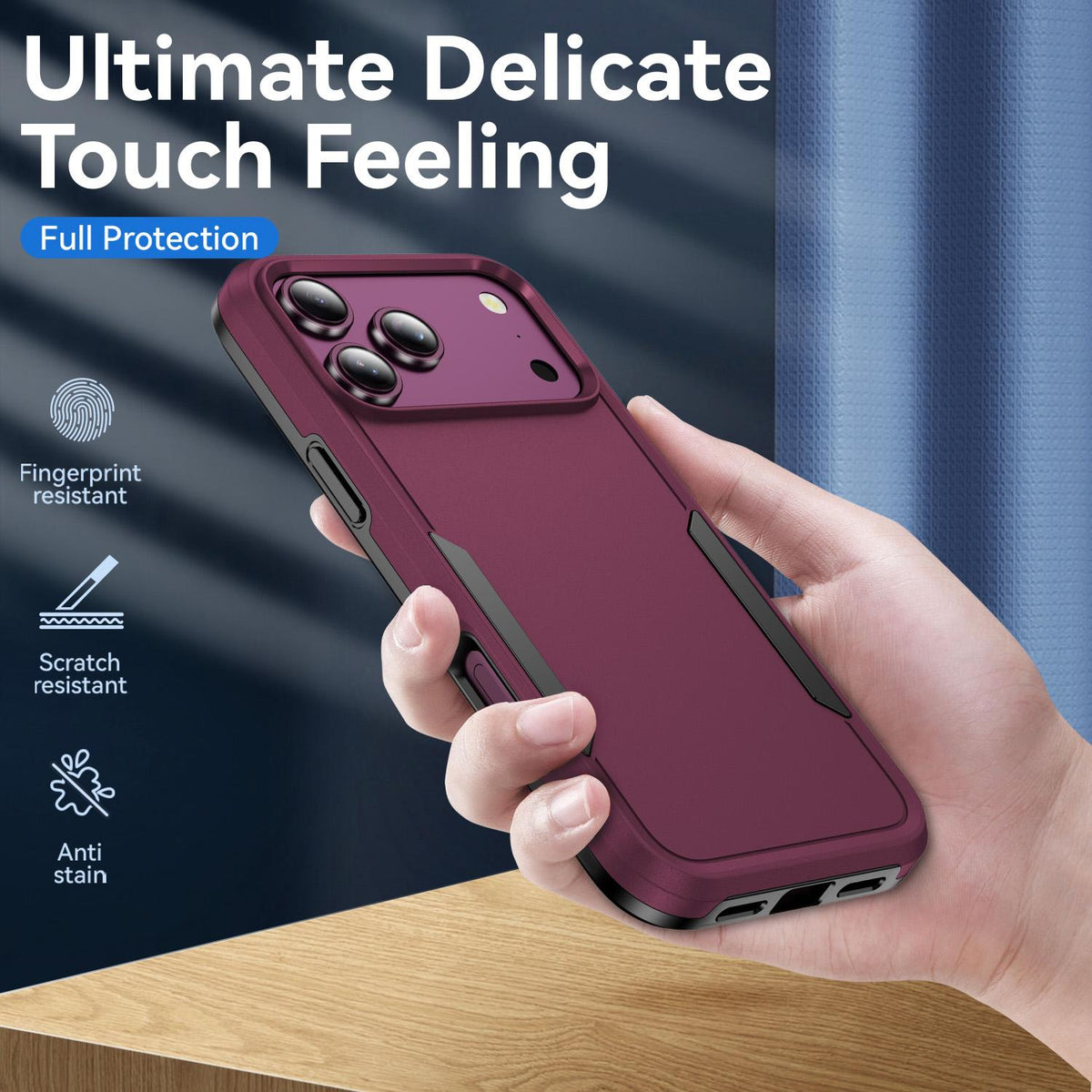 For iPhone 18 Pro Pioneer Armor Heavy Duty PC + TPU Phone Case - Cherry Red+Black - EDA006984210J