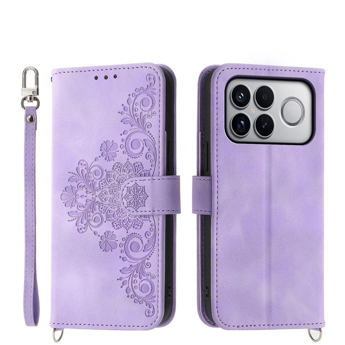 For Redmi K90 Pro Max / Poco F8 Ultra 5G Skin Feel Flowers Embossed Wallet Leather Phone Case(Purple)