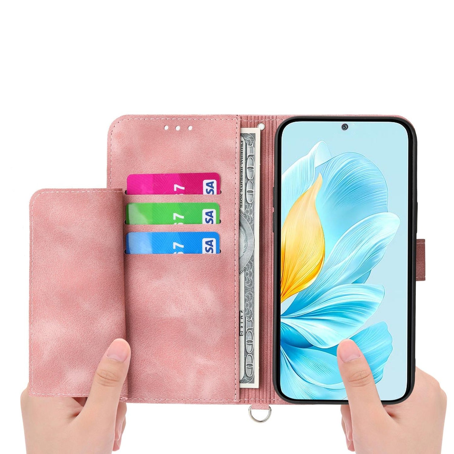 For Redmi K90 Pro Max / Poco F8 Ultra 5G Skin Feel Flowers Embossed Wallet Leather Phone Case(Pink)