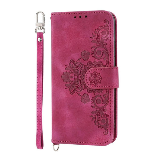 For Redmi K90 Pro Max / Poco F8 Ultra 5G Skin Feel Flowers Embossed Wallet Leather Phone Case(Wine Red)