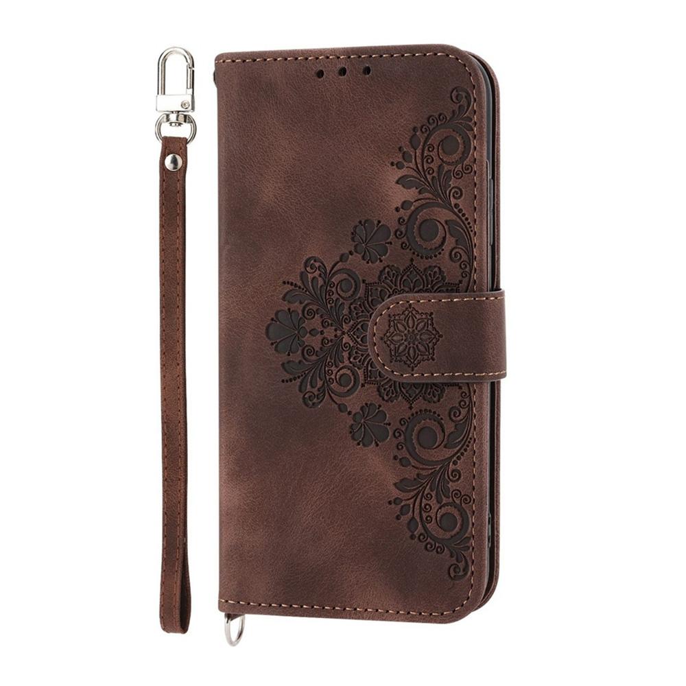 For Redmi K90 Pro Max / Poco F8 Ultra 5G Skin Feel Flowers Embossed Wallet Leather Phone Case(Brown)