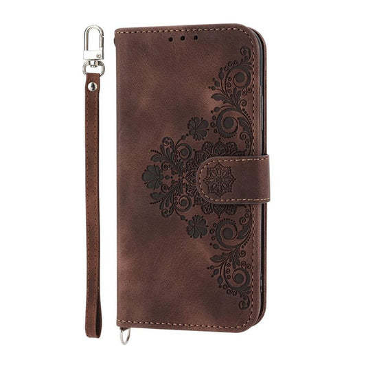 For Redmi K90 Pro Max / Poco F8 Ultra 5G Skin Feel Flowers Embossed Wallet Leather Phone Case(Brown)
