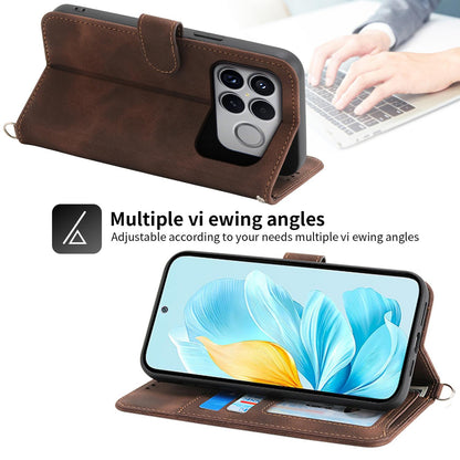For Redmi K90 Pro Max / Poco F8 Ultra 5G Skin Feel Flowers Embossed Wallet Leather Phone Case(Brown)