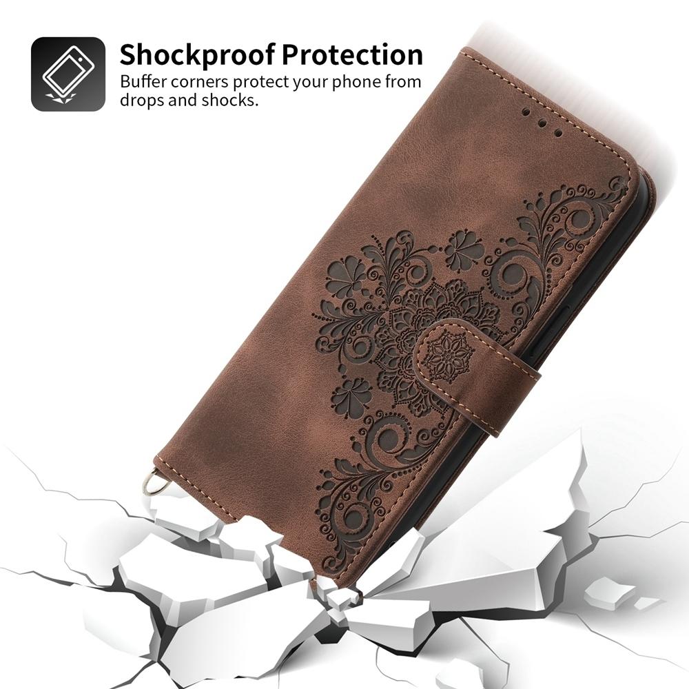 For Redmi K90 Pro Max / Poco F8 Ultra 5G Skin Feel Flowers Embossed Wallet Leather Phone Case(Brown)