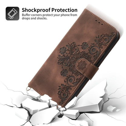 For Redmi K90 Pro Max / Poco F8 Ultra 5G Skin Feel Flowers Embossed Wallet Leather Phone Case(Brown)