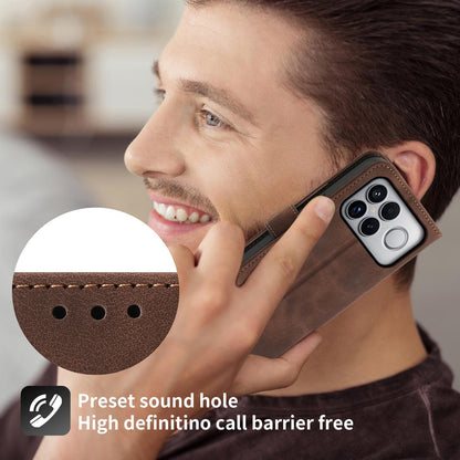 For Redmi K90 Pro Max / Poco F8 Ultra 5G Skin Feel Flowers Embossed Wallet Leather Phone Case(Brown)