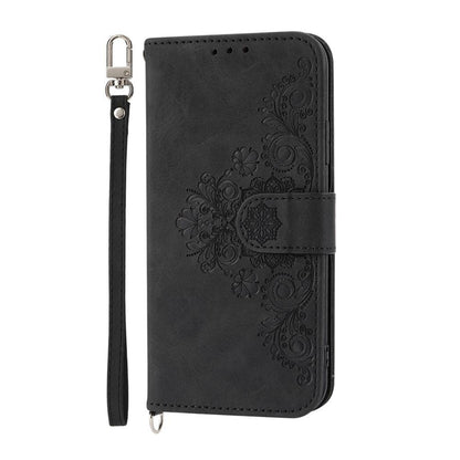 For Redmi K90 Pro Max / Poco F8 Ultra 5G Skin Feel Flowers Embossed Wallet Leather Phone Case(Black)