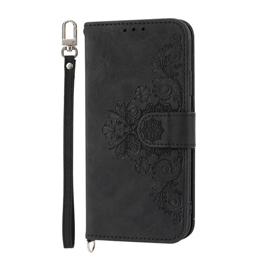 For Redmi K90 Pro Max / Poco F8 Ultra 5G Skin Feel Flowers Embossed Wallet Leather Phone Case(Black)