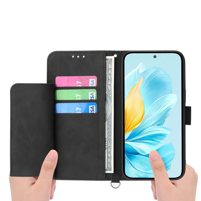 For Redmi K90 Pro Max / Poco F8 Ultra 5G Skin Feel Flowers Embossed Wallet Leather Phone Case(Black)