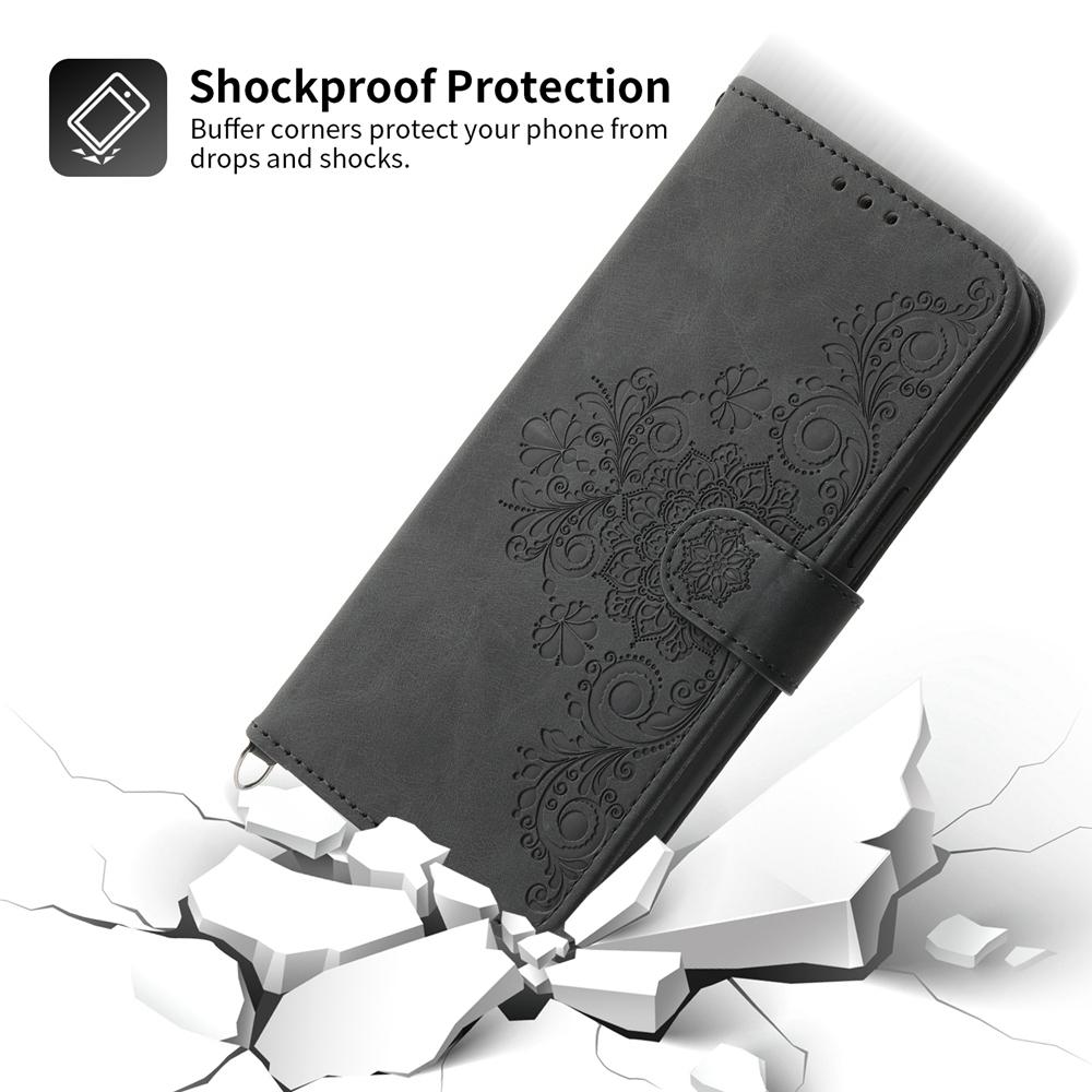 For Redmi K90 Pro Max / Poco F8 Ultra 5G Skin Feel Flowers Embossed Wallet Leather Phone Case(Black)