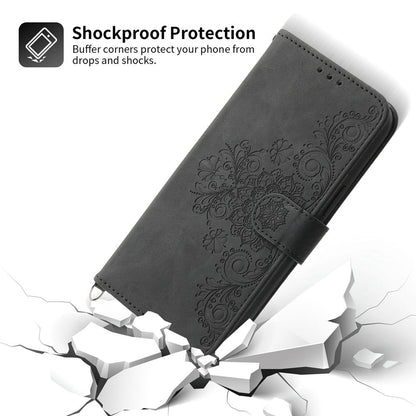 For Redmi K90 Pro Max / Poco F8 Ultra 5G Skin Feel Flowers Embossed Wallet Leather Phone Case(Black)