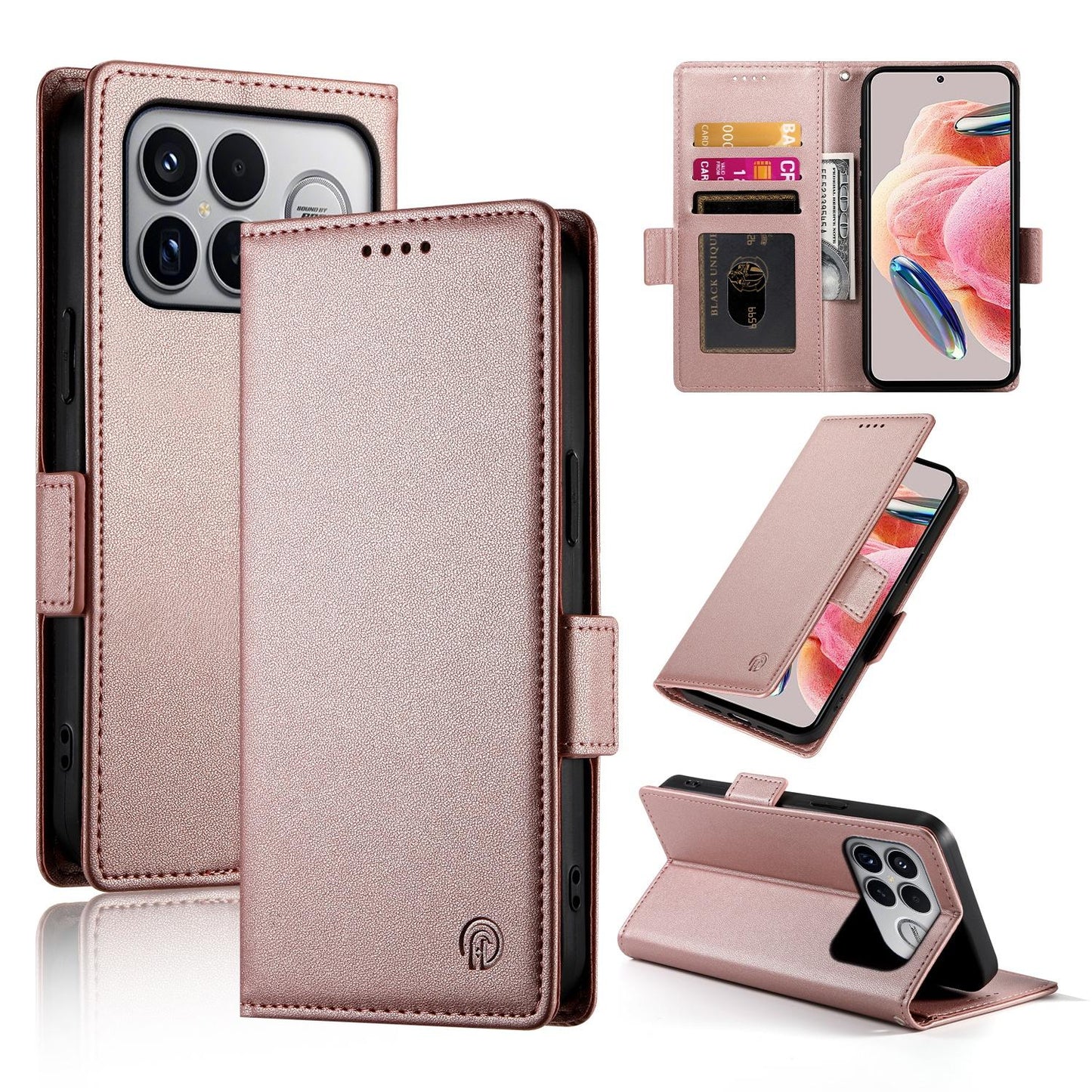For Redmi K90 Pro Max / Poco F8 Ultra 5G Side Buckle Magnetic Frosted Leather Phone Case(Rose Gold)