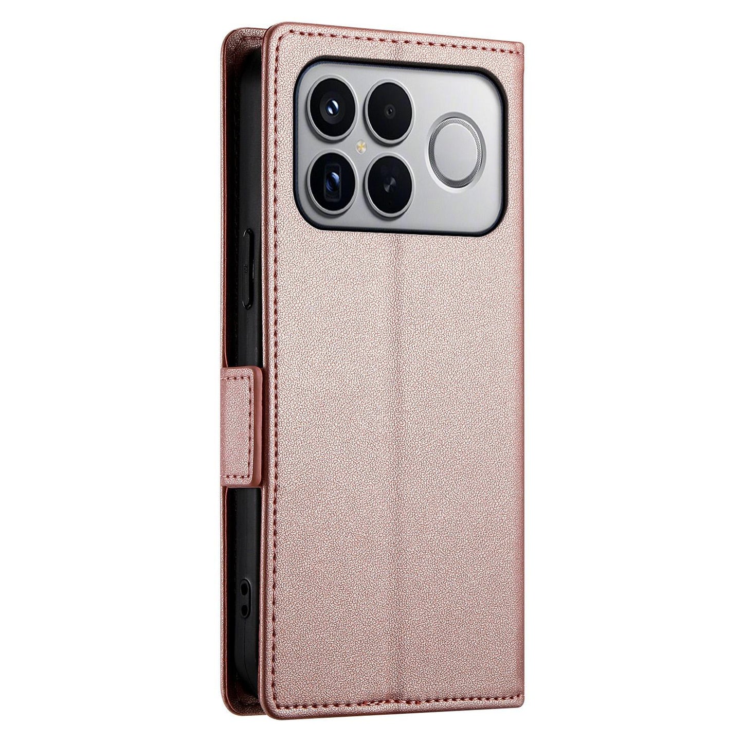 For Redmi K90 Pro Max / Poco F8 Ultra 5G Side Buckle Magnetic Frosted Leather Phone Case(Rose Gold)
