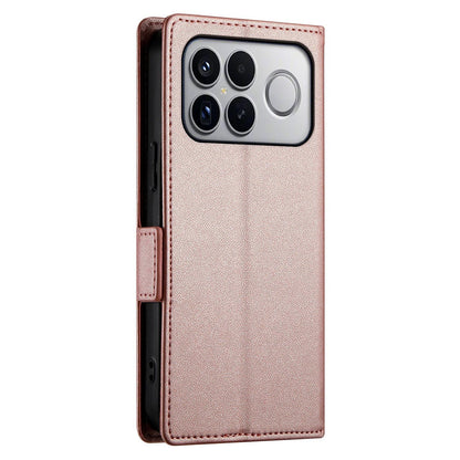 For Redmi K90 Pro Max / Poco F8 Ultra 5G Side Buckle Magnetic Frosted Leather Phone Case(Rose Gold)
