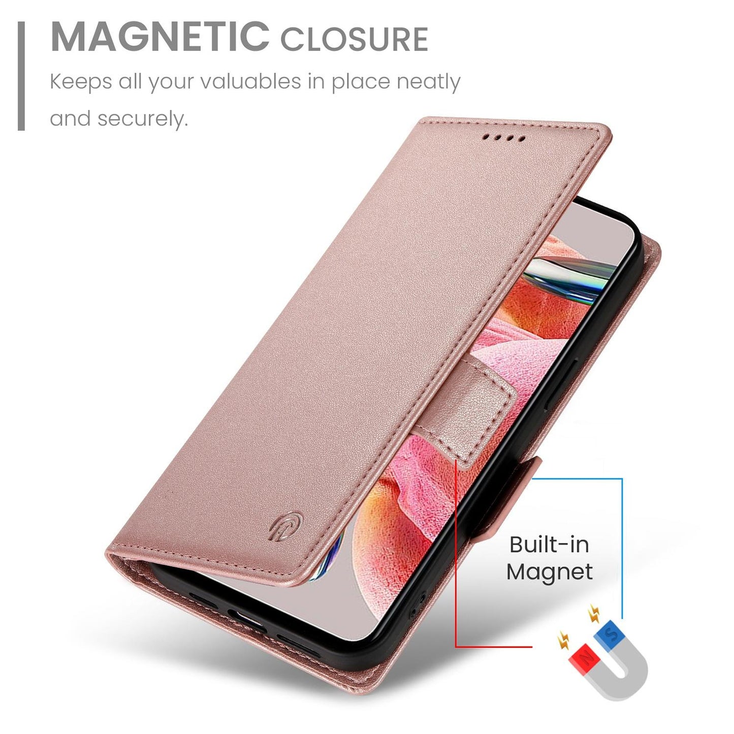 For Redmi K90 Pro Max / Poco F8 Ultra 5G Side Buckle Magnetic Frosted Leather Phone Case(Rose Gold)