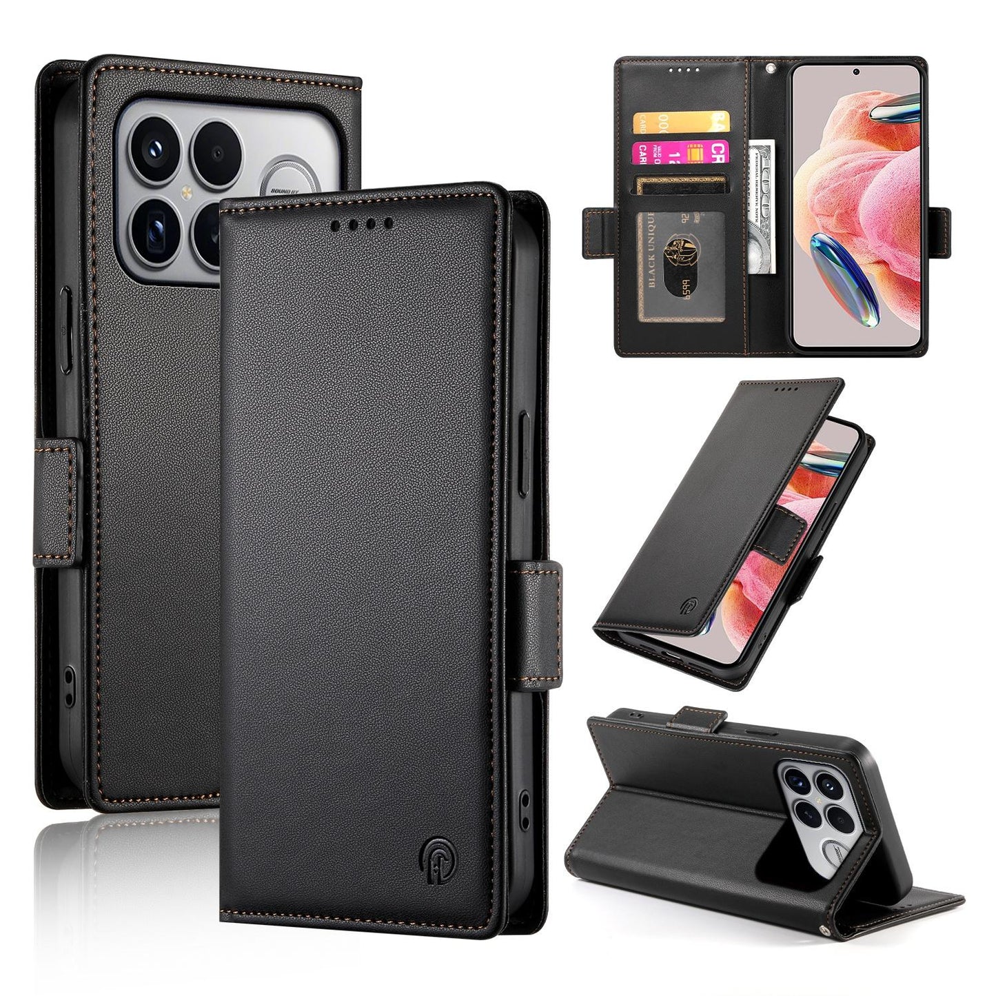 For Redmi K90 Pro Max / Poco F8 Ultra 5G Side Buckle Magnetic Frosted Leather Phone Case(Black)