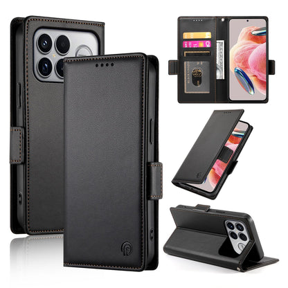 For Redmi K90 Pro Max / Poco F8 Ultra 5G Side Buckle Magnetic Frosted Leather Phone Case(Black)