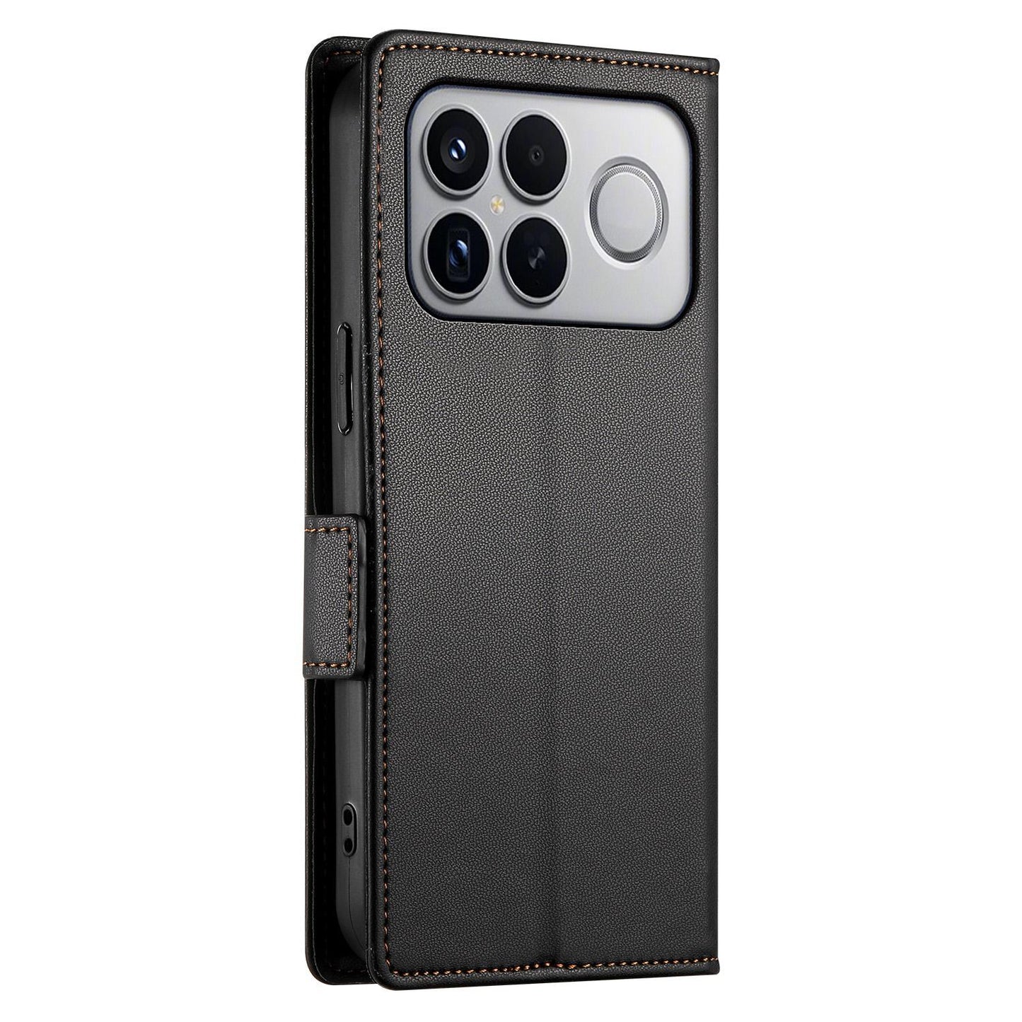 For Redmi K90 Pro Max / Poco F8 Ultra 5G Side Buckle Magnetic Frosted Leather Phone Case(Black)