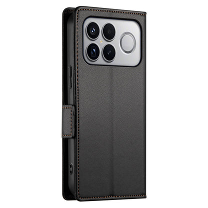 For Redmi K90 Pro Max / Poco F8 Ultra 5G Side Buckle Magnetic Frosted Leather Phone Case(Black)