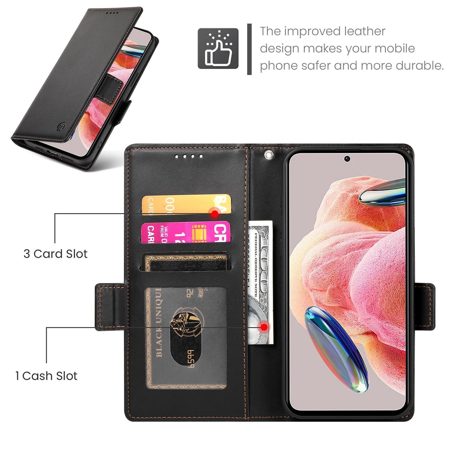For Redmi K90 Pro Max / Poco F8 Ultra 5G Side Buckle Magnetic Frosted Leather Phone Case(Black)