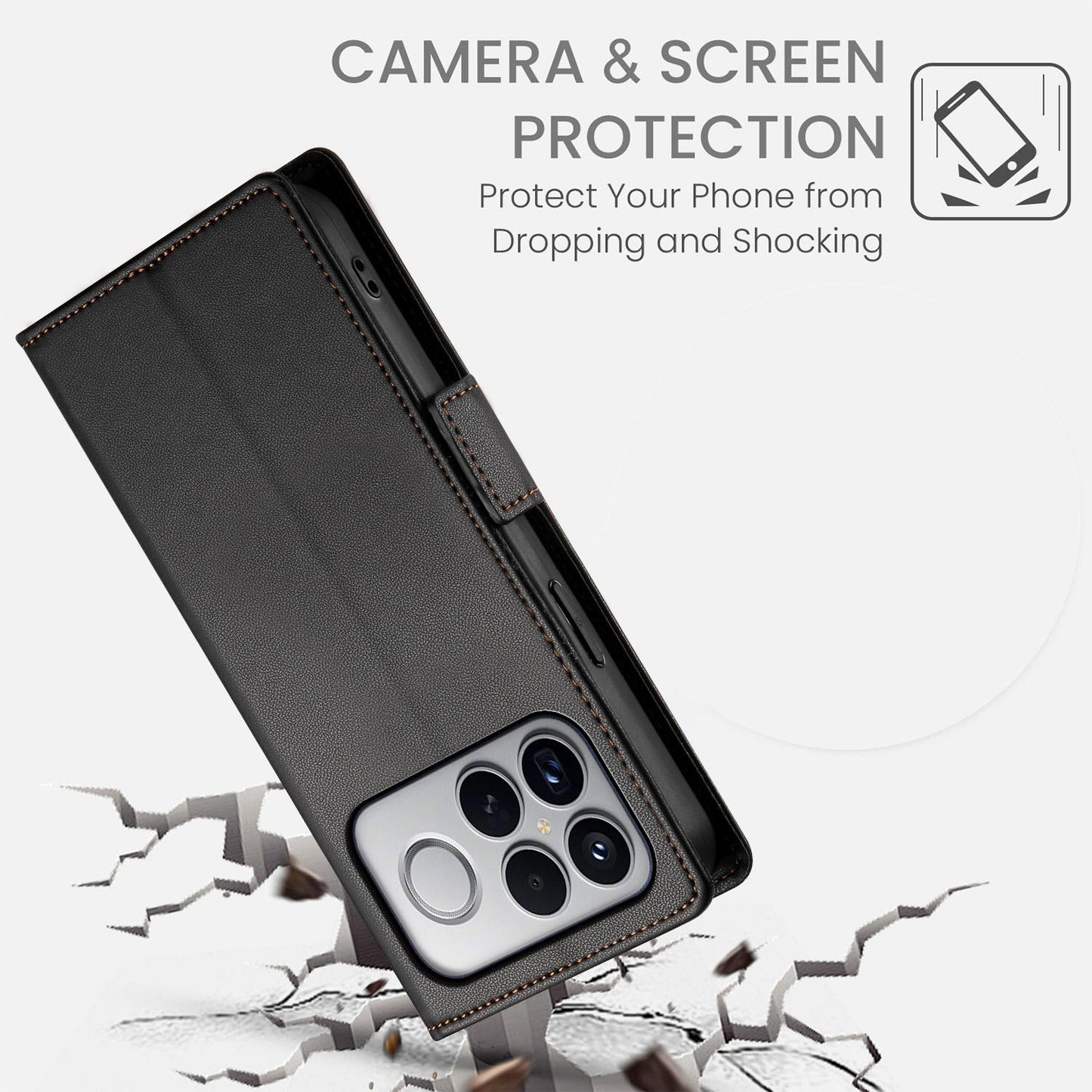 For Redmi K90 Pro Max / Poco F8 Ultra 5G Side Buckle Magnetic Frosted Leather Phone Case(Black)