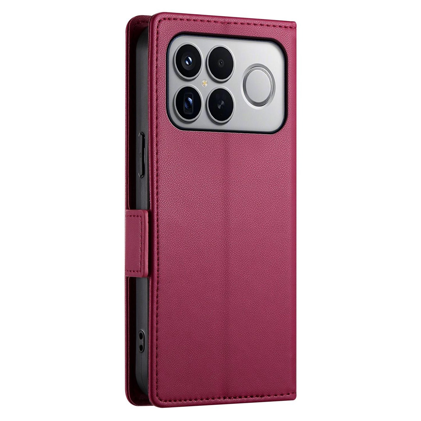 For Redmi K90 Pro Max / Poco F8 Ultra 5G Side Buckle Magnetic Frosted Leather Phone Case(Wine Red)