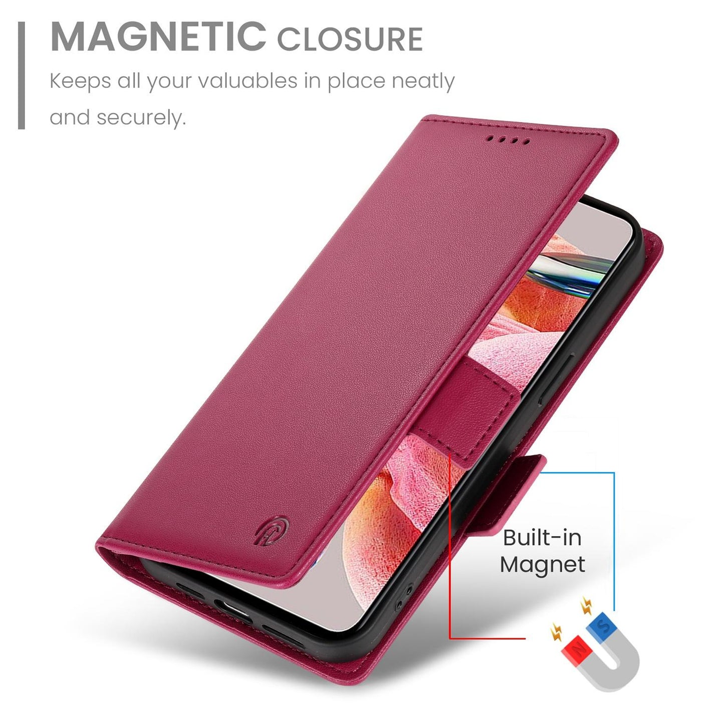 For Redmi K90 Pro Max / Poco F8 Ultra 5G Side Buckle Magnetic Frosted Leather Phone Case(Wine Red)