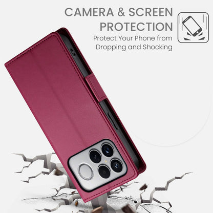 For Redmi K90 Pro Max / Poco F8 Ultra 5G Side Buckle Magnetic Frosted Leather Phone Case(Wine Red)