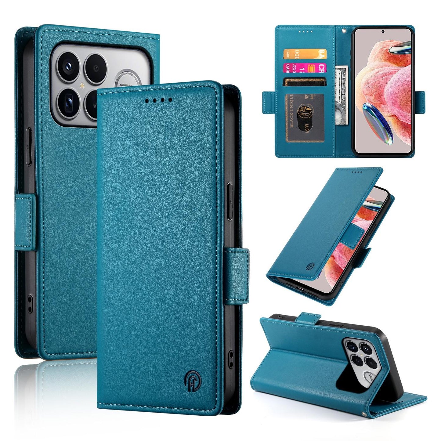 For Redmi K90 Pro Max / Poco F8 Ultra 5G Side Buckle Magnetic Frosted Leather Phone Case(Blue)