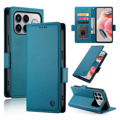 For Redmi K90 Pro Max / Poco F8 Ultra 5G Side Buckle Magnetic Frosted Leather Phone Case(Blue)
