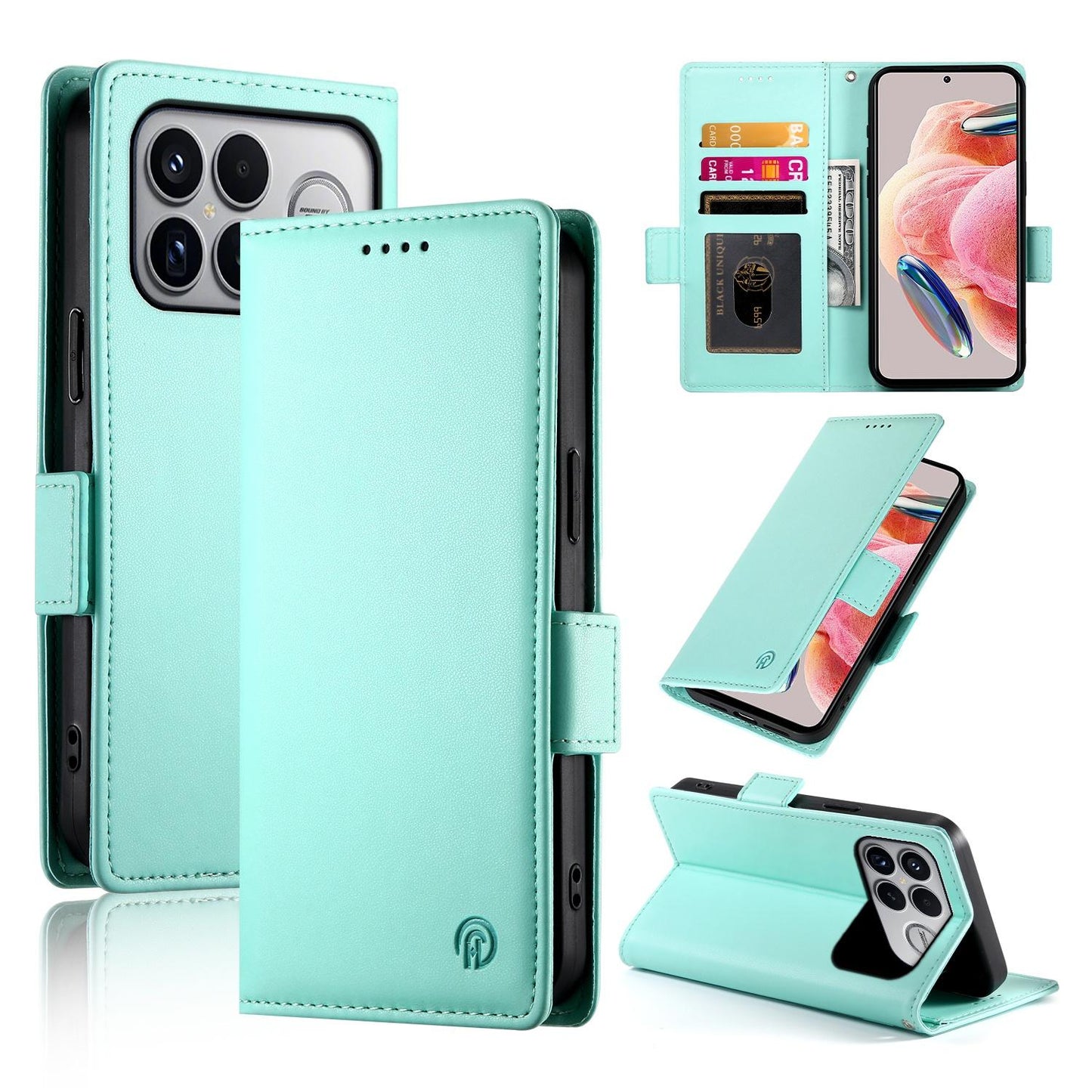For Redmi K90 Pro Max / Poco F8 Ultra 5G Side Buckle Magnetic Frosted Leather Phone Case(Mint Green)