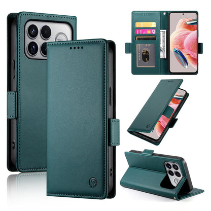 For Redmi K90 Pro Max / Poco F8 Ultra 5G Side Buckle Magnetic Frosted Leather Phone Case(Dark Green)