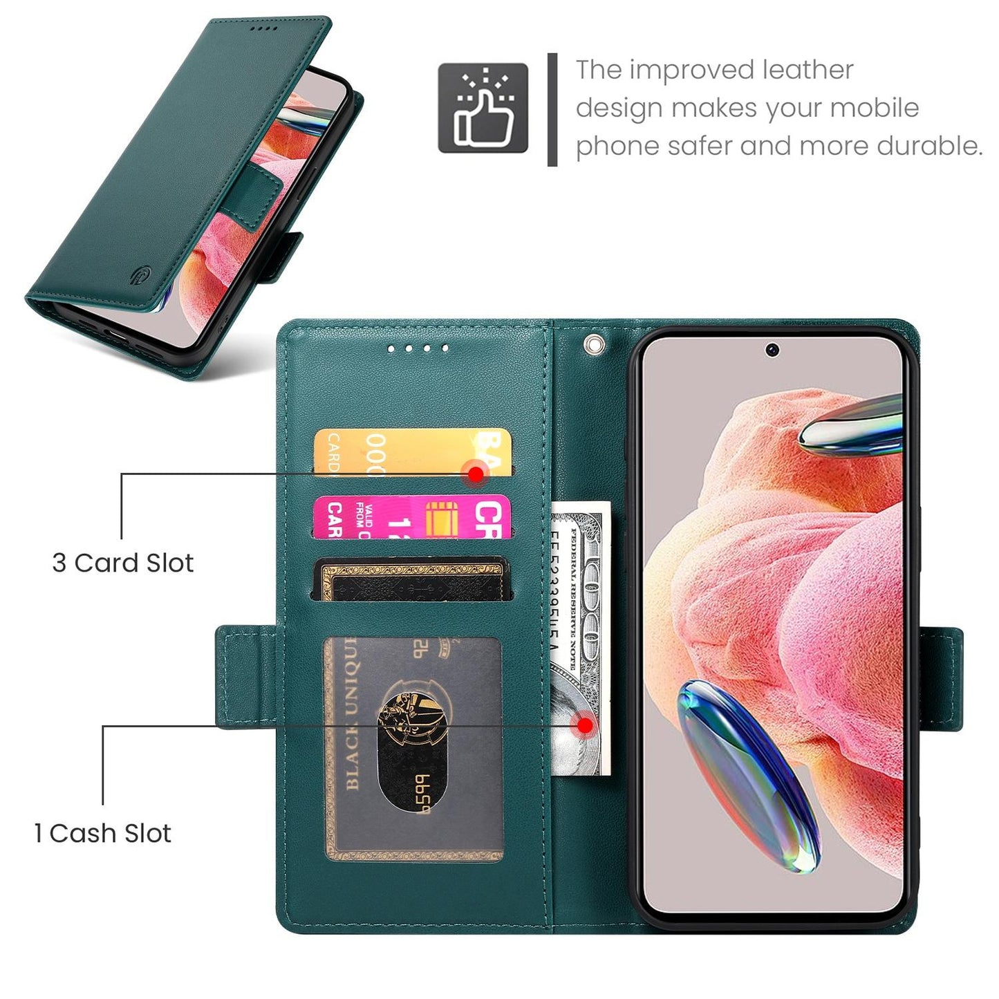 For Redmi K90 Pro Max / Poco F8 Ultra 5G Side Buckle Magnetic Frosted Leather Phone Case(Dark Green)