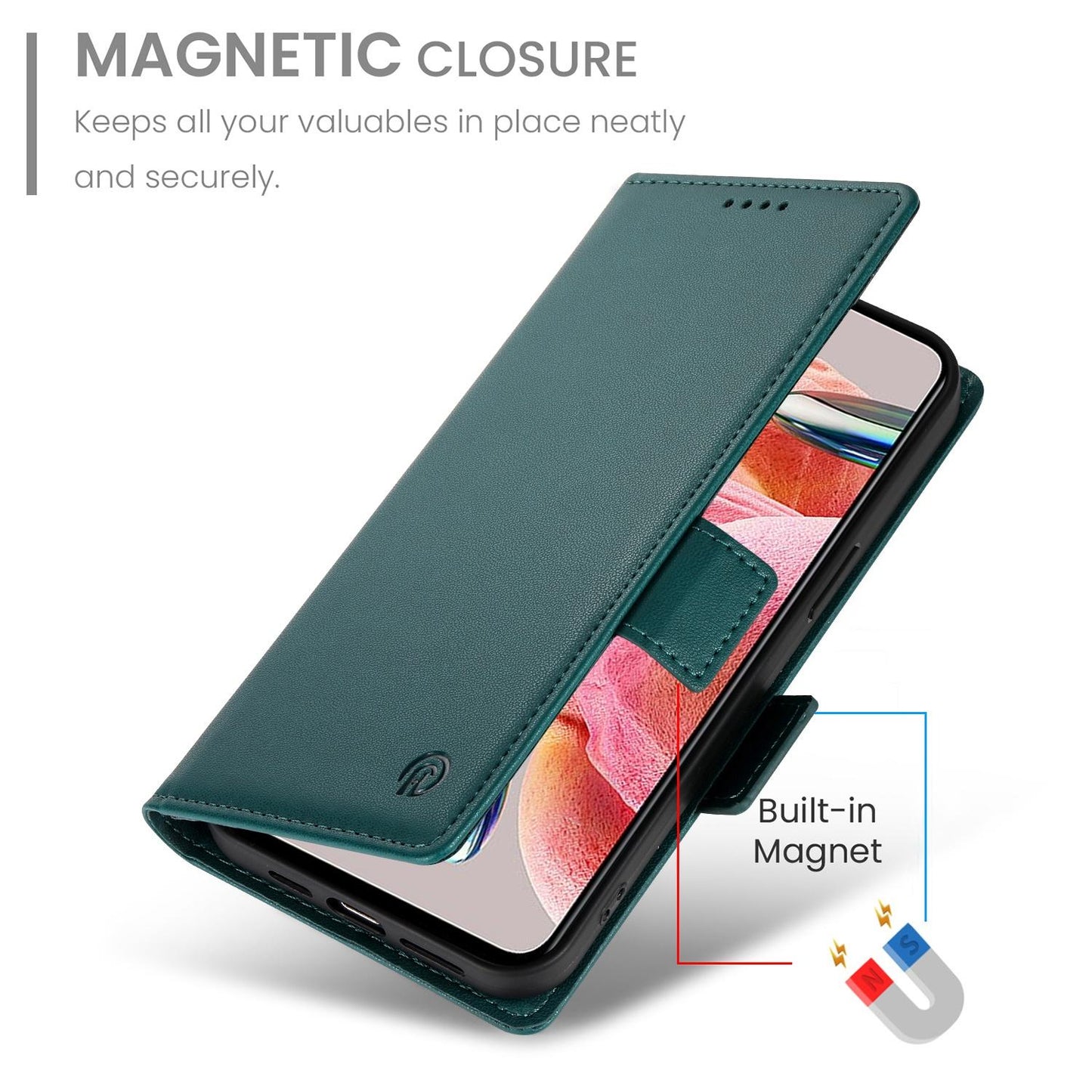 For Redmi K90 Pro Max / Poco F8 Ultra 5G Side Buckle Magnetic Frosted Leather Phone Case(Dark Green)
