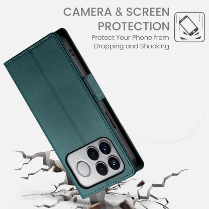 For Redmi K90 Pro Max / Poco F8 Ultra 5G Side Buckle Magnetic Frosted Leather Phone Case(Dark Green)