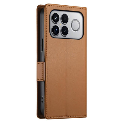 For Redmi K90 Pro Max / Poco F8 Ultra 5G Side Buckle Magnetic Frosted Leather Phone Case(Brown)