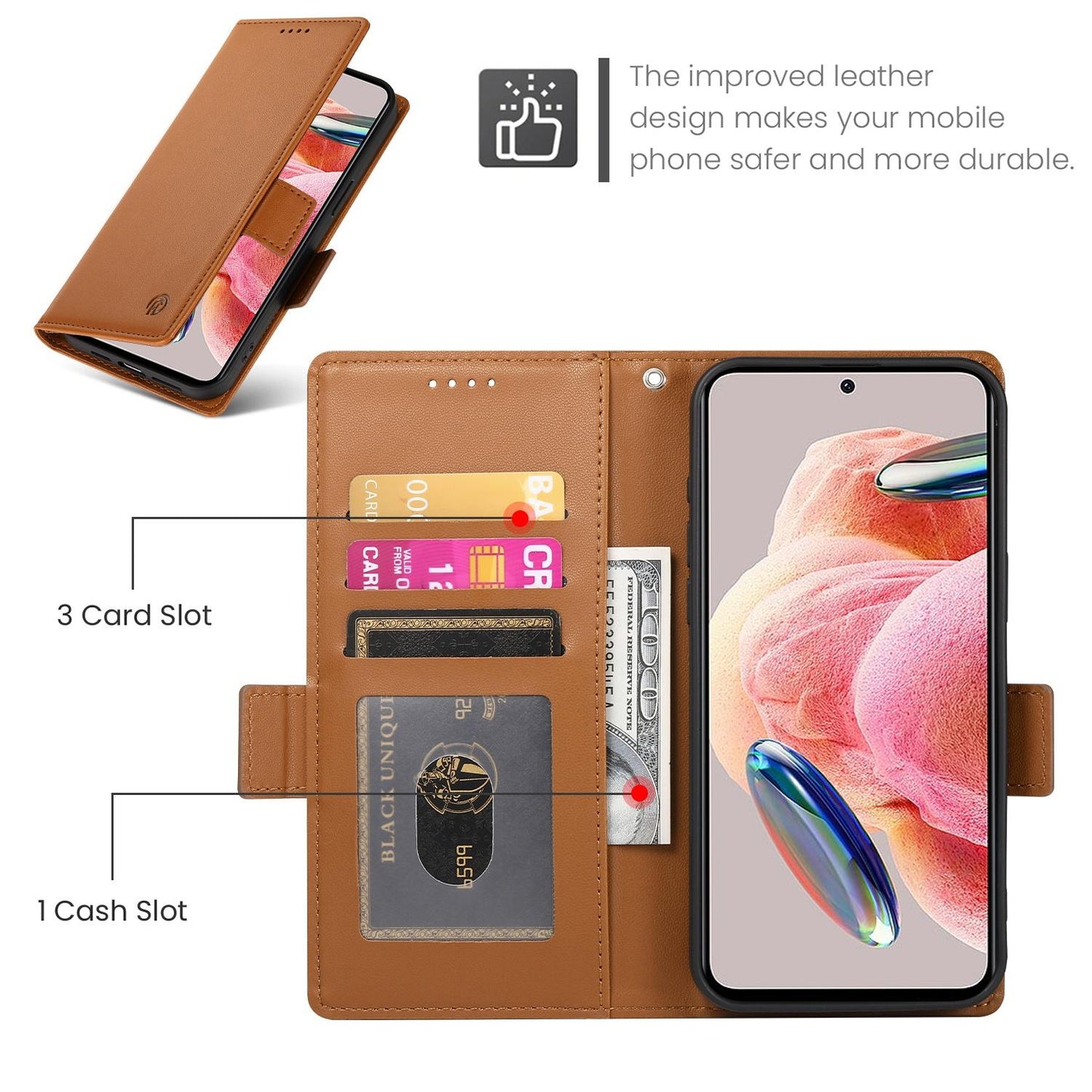 For Redmi K90 Pro Max / Poco F8 Ultra 5G Side Buckle Magnetic Frosted Leather Phone Case(Brown)
