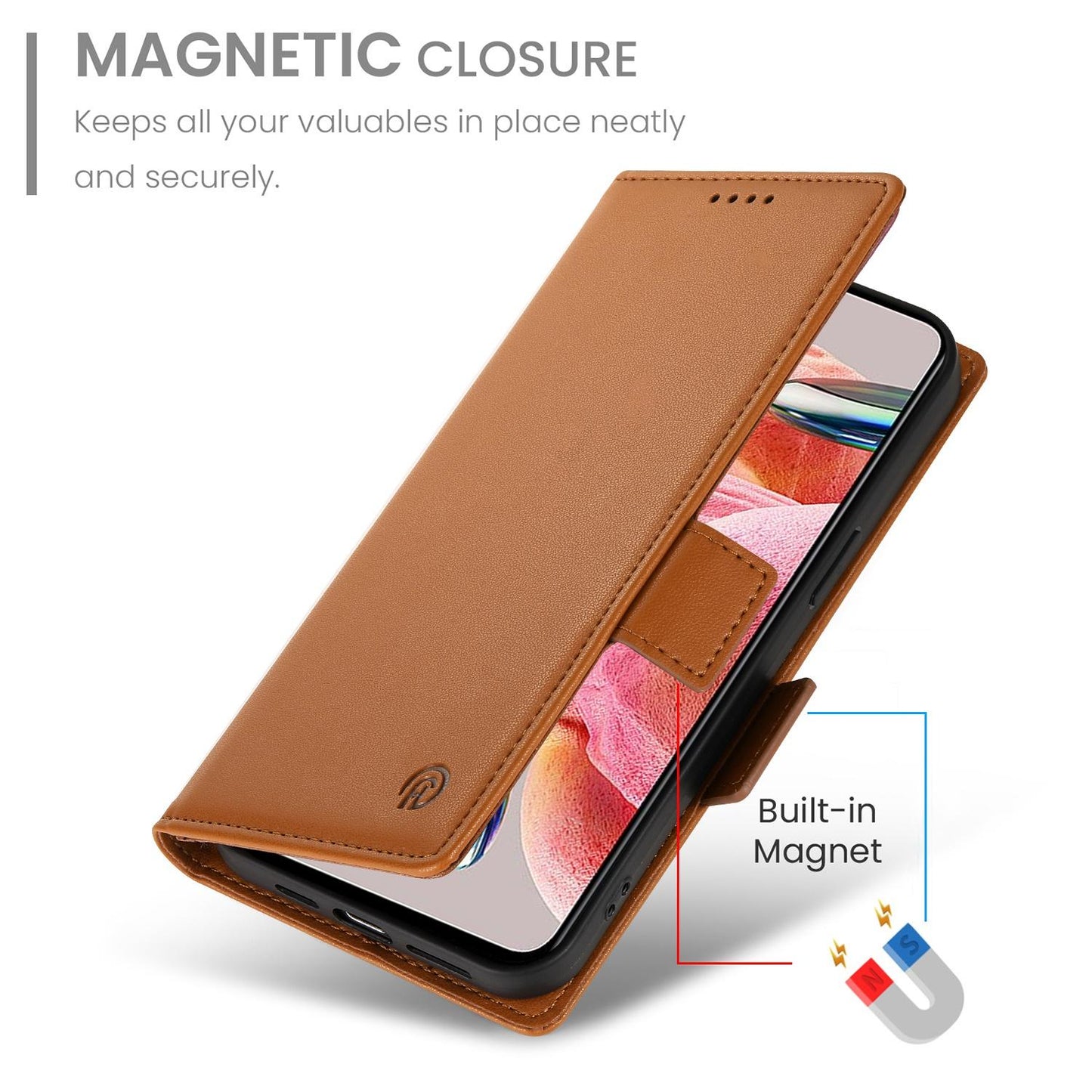 For Redmi K90 Pro Max / Poco F8 Ultra 5G Side Buckle Magnetic Frosted Leather Phone Case(Brown)