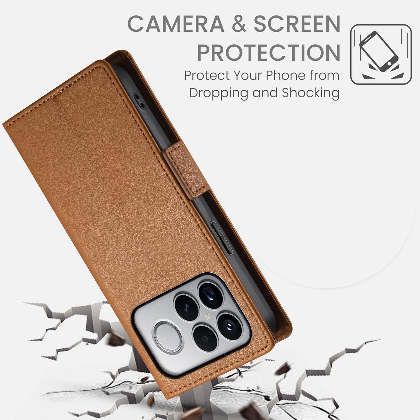 For Redmi K90 Pro Max / Poco F8 Ultra 5G Side Buckle Magnetic Frosted Leather Phone Case(Brown)