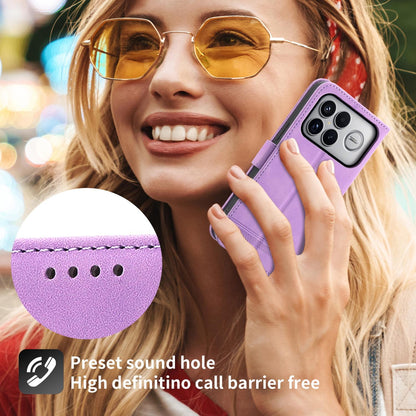 For Redmi K90 Pro Max / Poco F8 Ultra 5G Dierfeng Dream Line TPU Hybrid PU Leather Phone Case(Purple)