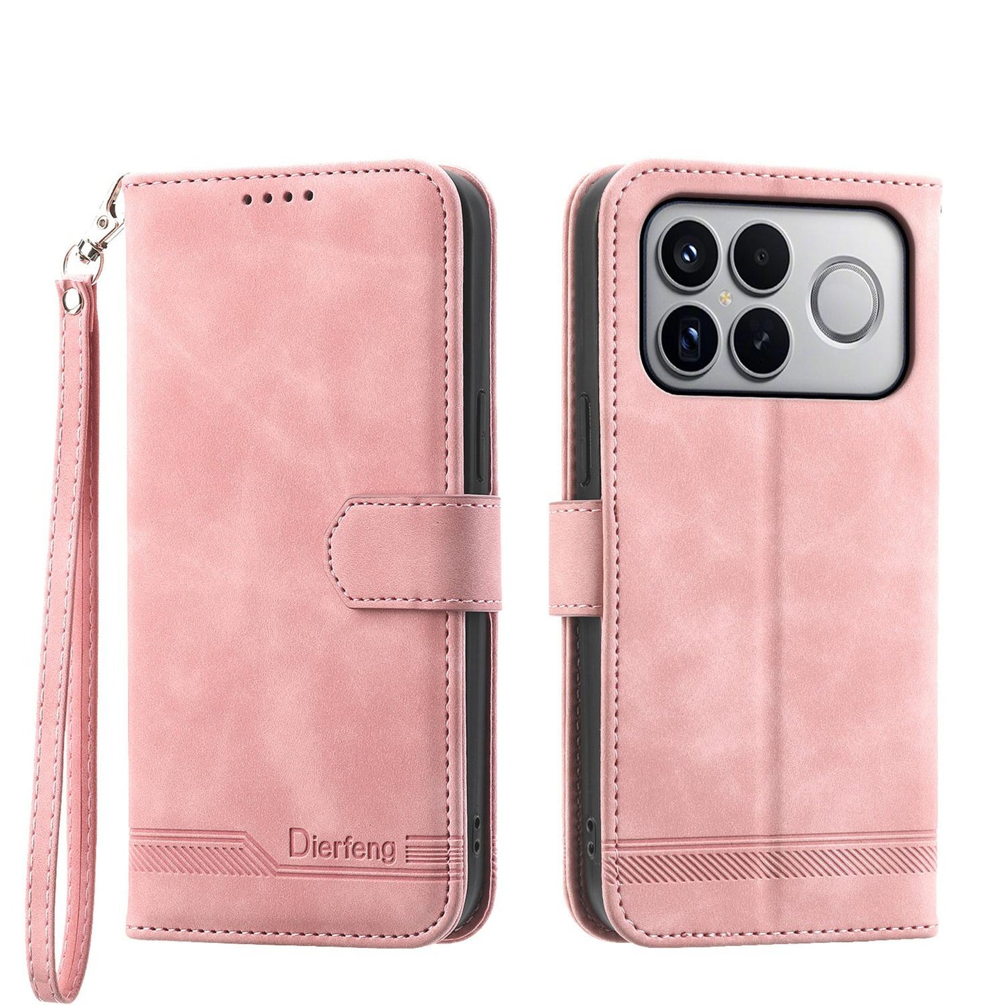 For Redmi K90 Pro Max / Poco F8 Ultra 5G Dierfeng Dream Line TPU Hybrid PU Leather Phone Case(Pink)