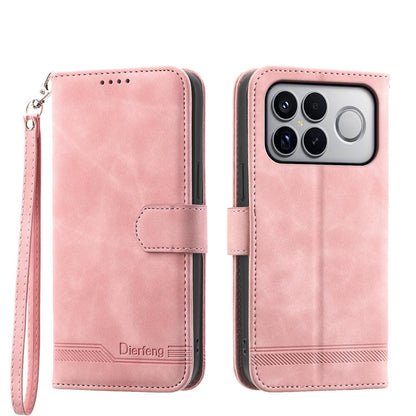 For Redmi K90 Pro Max / Poco F8 Ultra 5G Dierfeng Dream Line TPU Hybrid PU Leather Phone Case(Pink)