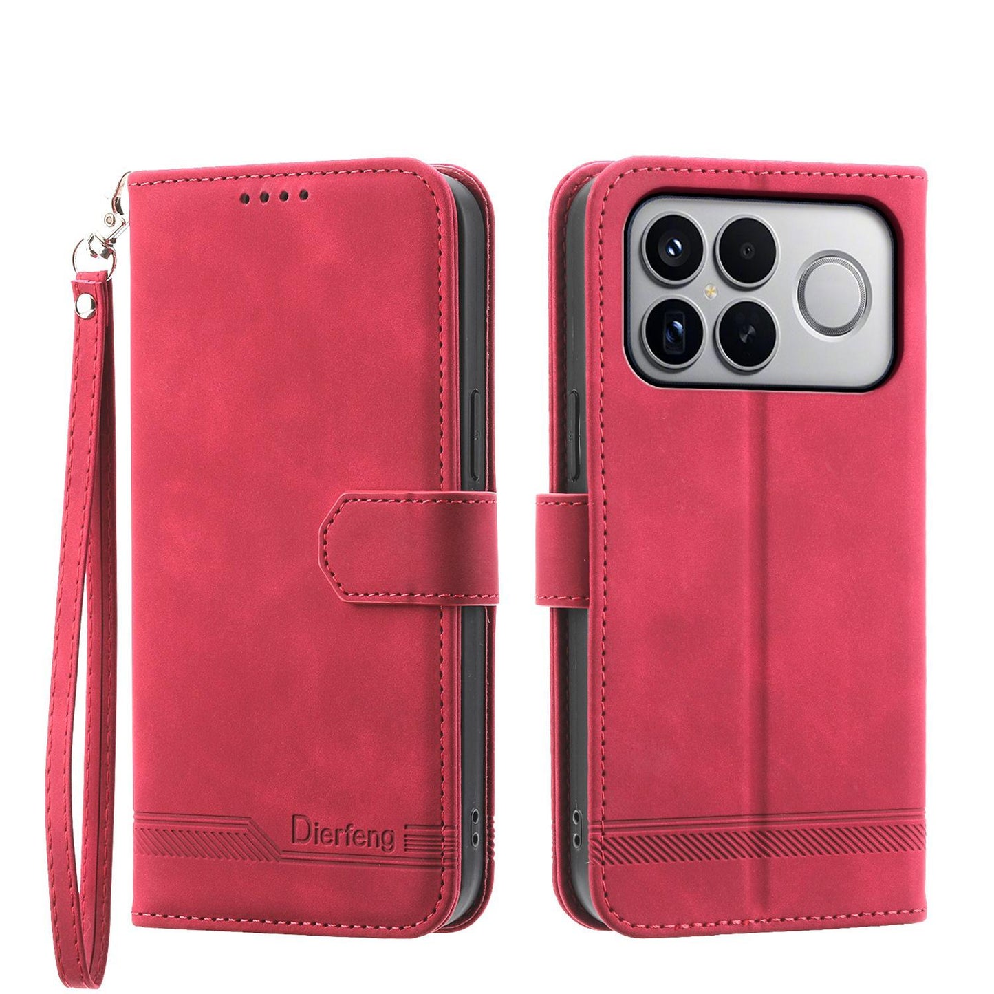 For Redmi K90 Pro Max / Poco F8 Ultra 5G Dierfeng Dream Line TPU Hybrid PU Leather Phone Case(Red)