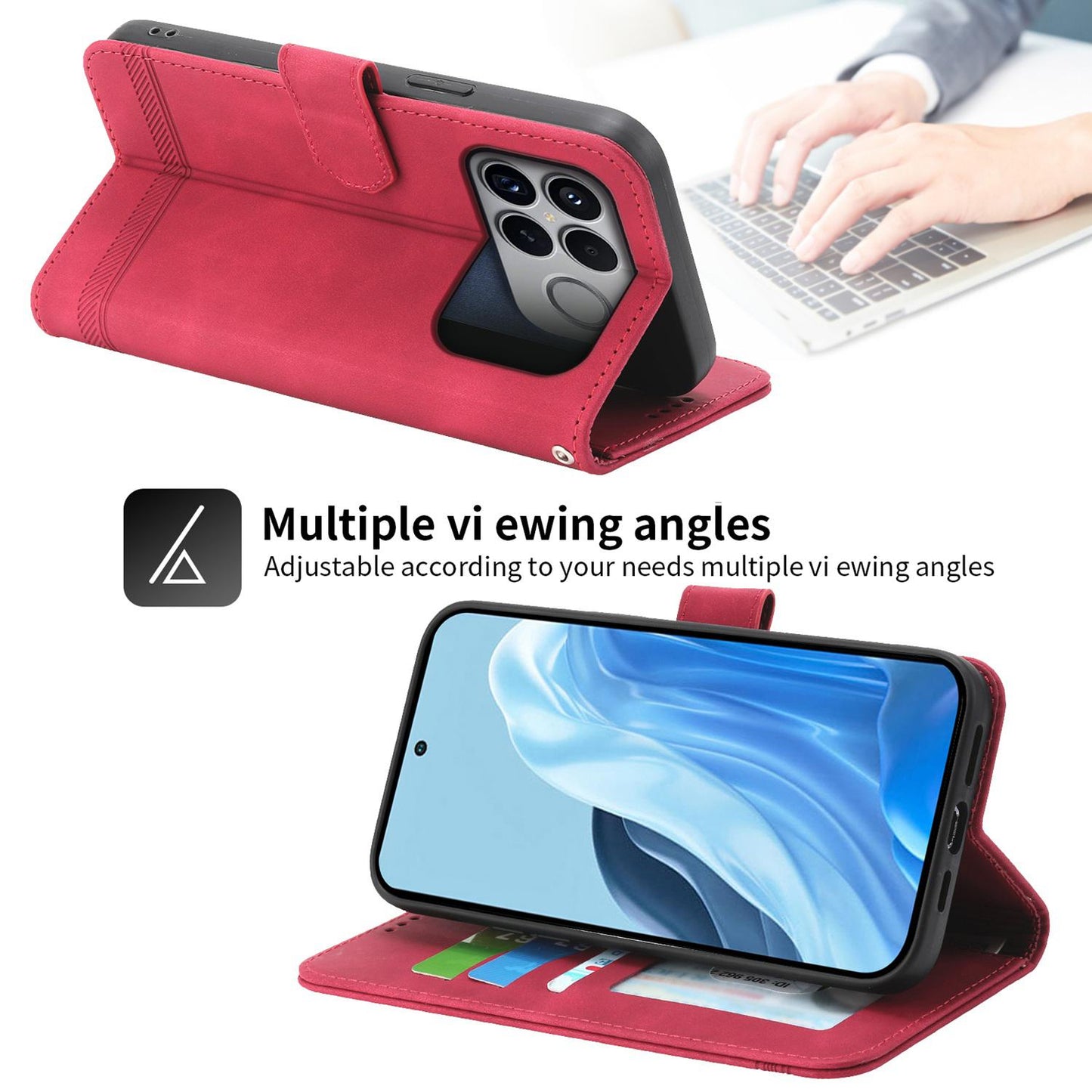 For Redmi K90 Pro Max / Poco F8 Ultra 5G Dierfeng Dream Line TPU Hybrid PU Leather Phone Case(Red)