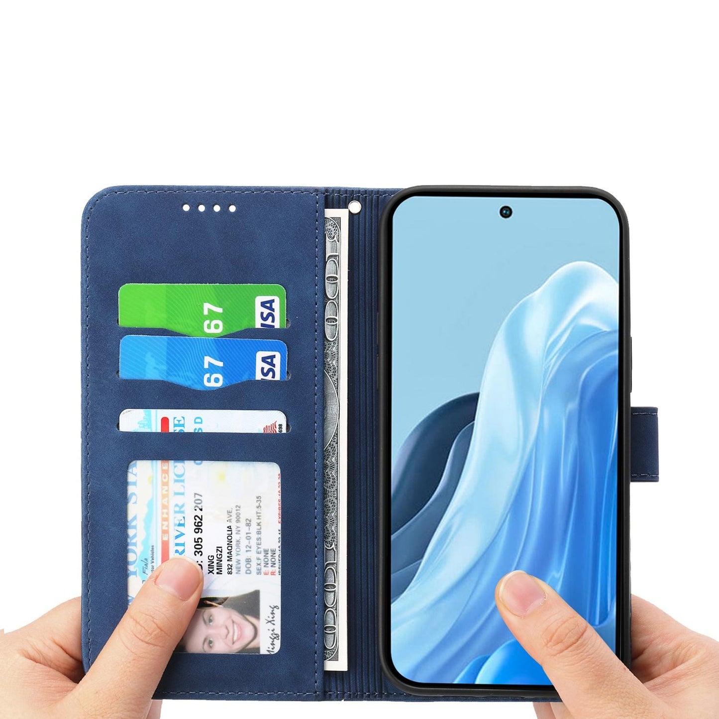 For Redmi K90 Pro Max / Poco F8 Ultra 5G Dierfeng Dream Line TPU Hybrid PU Leather Phone Case(Blue)