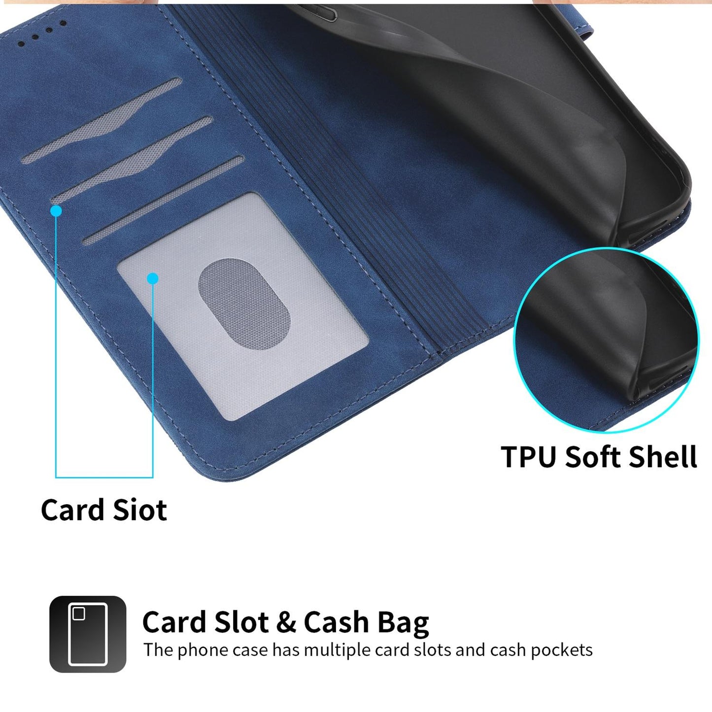 For Redmi K90 Pro Max / Poco F8 Ultra 5G Dierfeng Dream Line TPU Hybrid PU Leather Phone Case(Blue)