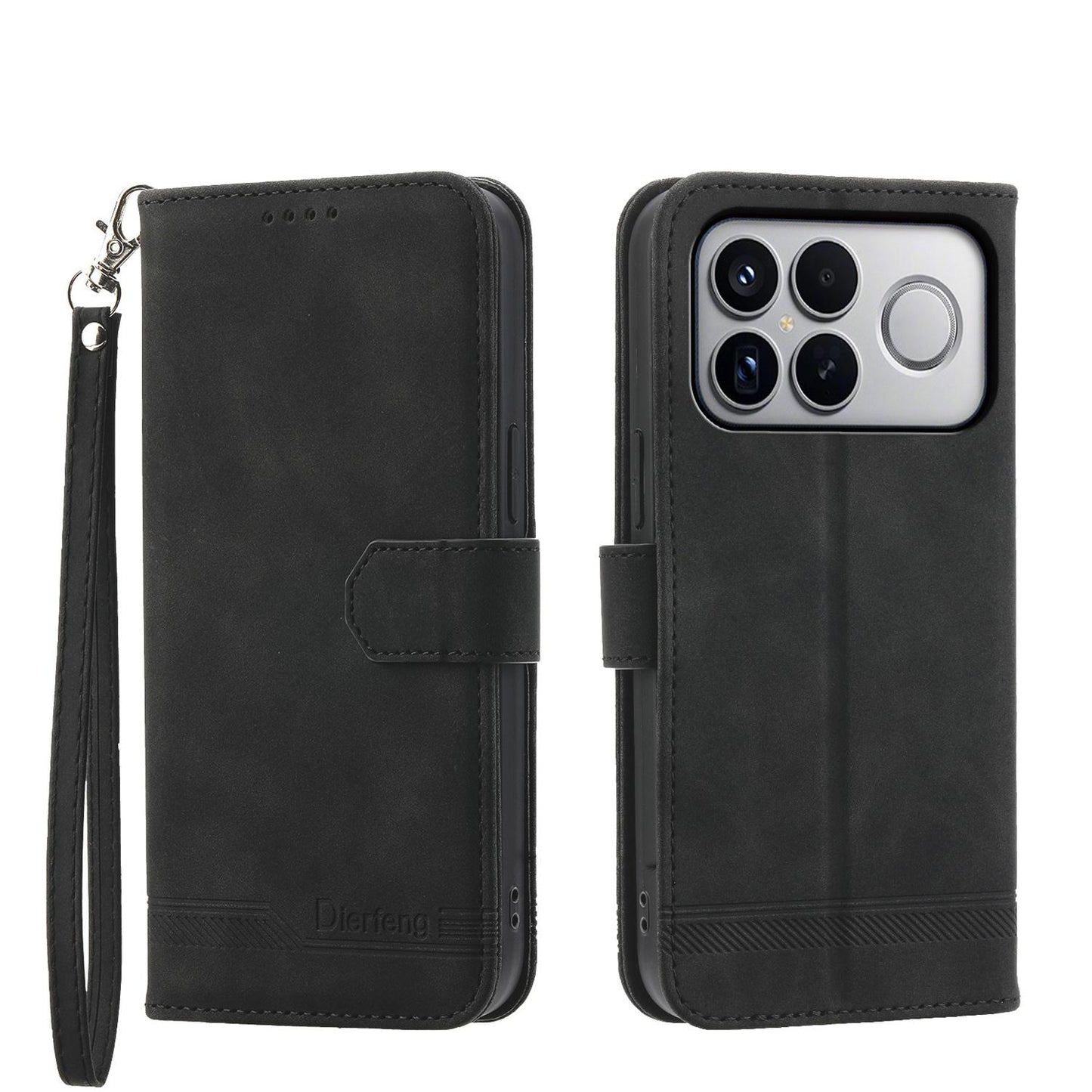 For Redmi K90 Pro Max / Poco F8 Ultra 5G Dierfeng Dream Line TPU Hybrid PU Leather Phone Case(Black)
