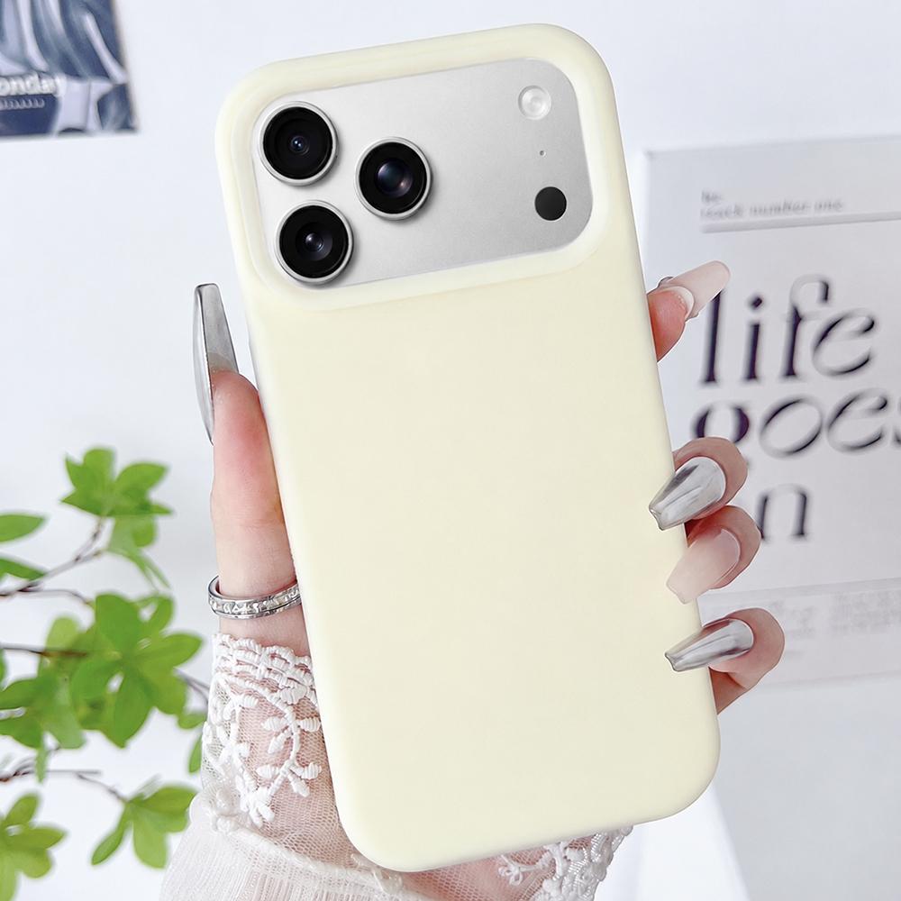 For iPhone 18 Pro Max PC Hybrid Liquid Silicone Jelly Phone Case - Light Yellow - EDA006994925E